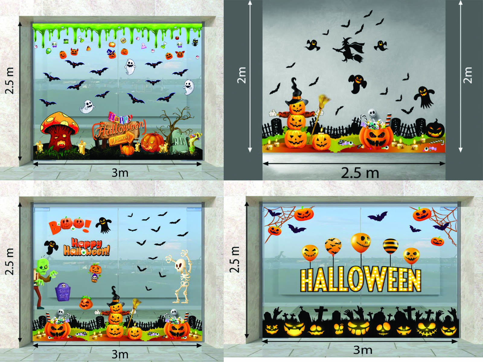 trang trí halloween trên cửa kính